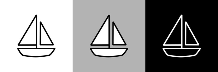 シンプルな線画のヨットのベクターアイコン
