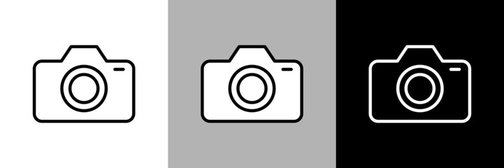 シンプルな線画のカメラのベクターアイコン