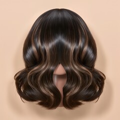 Naklejka premium Stylish hair wig, short hair wig