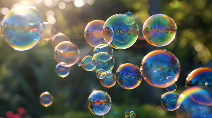  a picture of many colorful soap bubbles floating in the air.