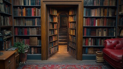 Secret Passageway in a Book-Filled Room