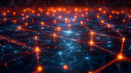 Fototapeta premium The Glowing Connections Highlight the Importance of Cybersecurity for Digital Infrastructures