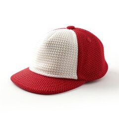 Red and White Hat Side View on White Background