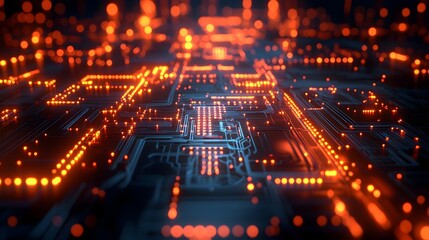 Fototapeta premium Intricate Virtual Circuit Diagram Illustrating Data Transmission and Connectivity