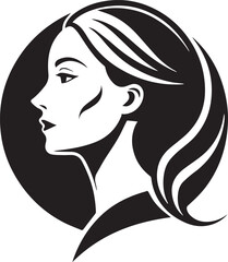 Bright Young beautiful woman with long hair. Beautiful, young woman,silhouette side view. Head and shoulders. Close-up female portrait in modern vector style. Illustration for banner, cover, poster.