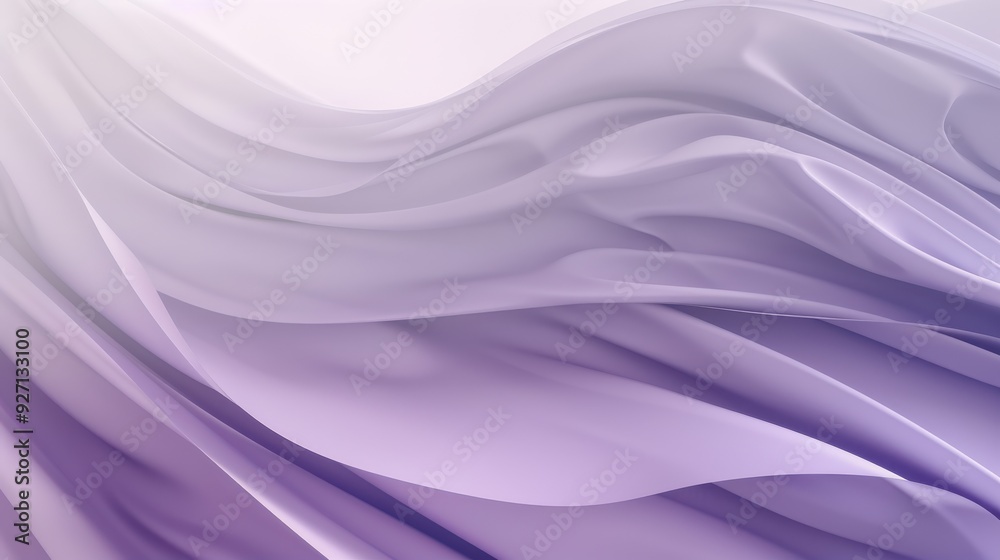 Poster a close-up shot of soft, light purple fabric draped in a wave-like pattern. the fabric has a subtle 