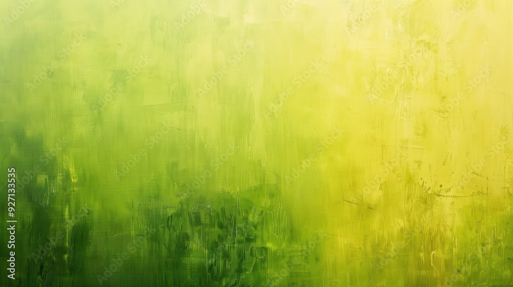 Poster The image is an abstract painting with green and yellow hues, featuring vertical brush strokes that create a sense of depth and texture.