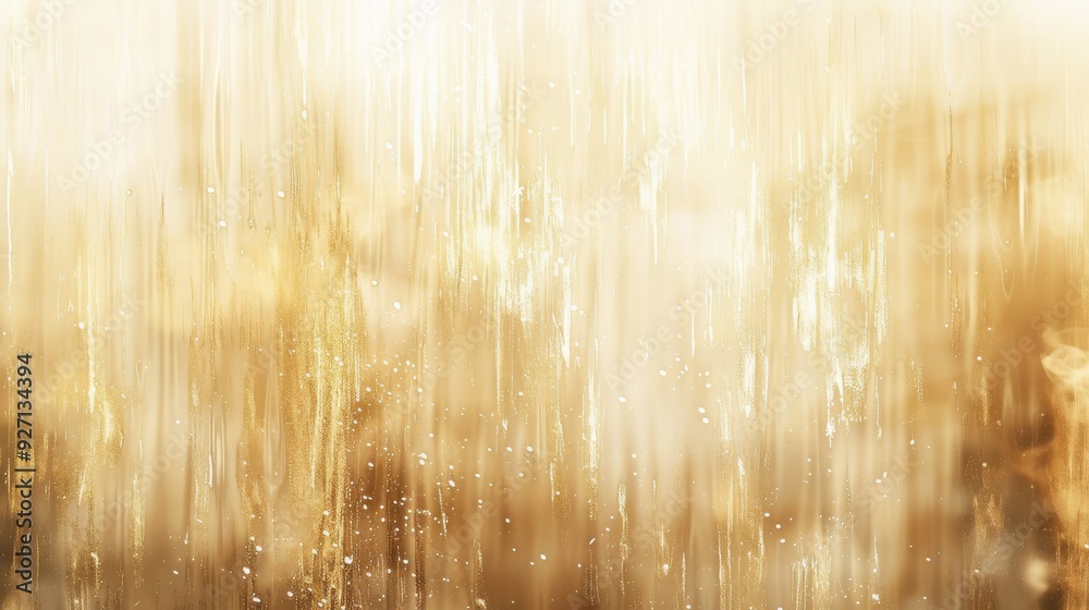 Poster A digitally created image depicts a blurry effect of golden light raining down, creating a soft, ethereal background. The light is diffused, casting a warm glow over the image.