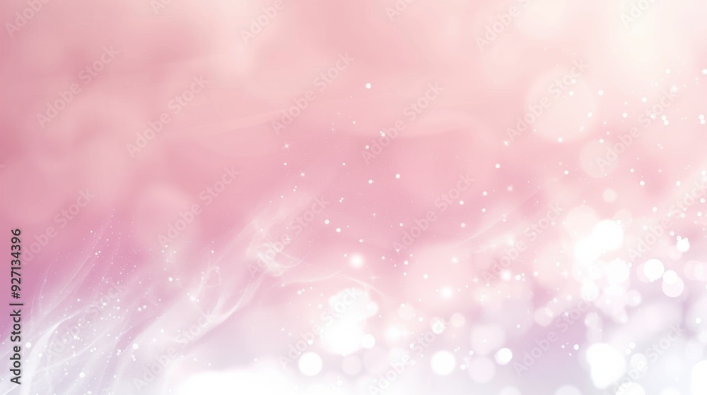 Fototapete A soft, abstract background with pink and white hues. The image features a blurred and out-of-focus background with small, sparkling lights scattered throughout. The overall effect is one of subtle el