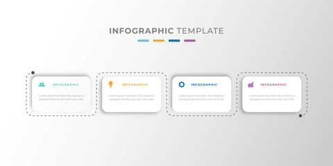  Business Infographics template. Timeline with 4 steps, options and marketing icons