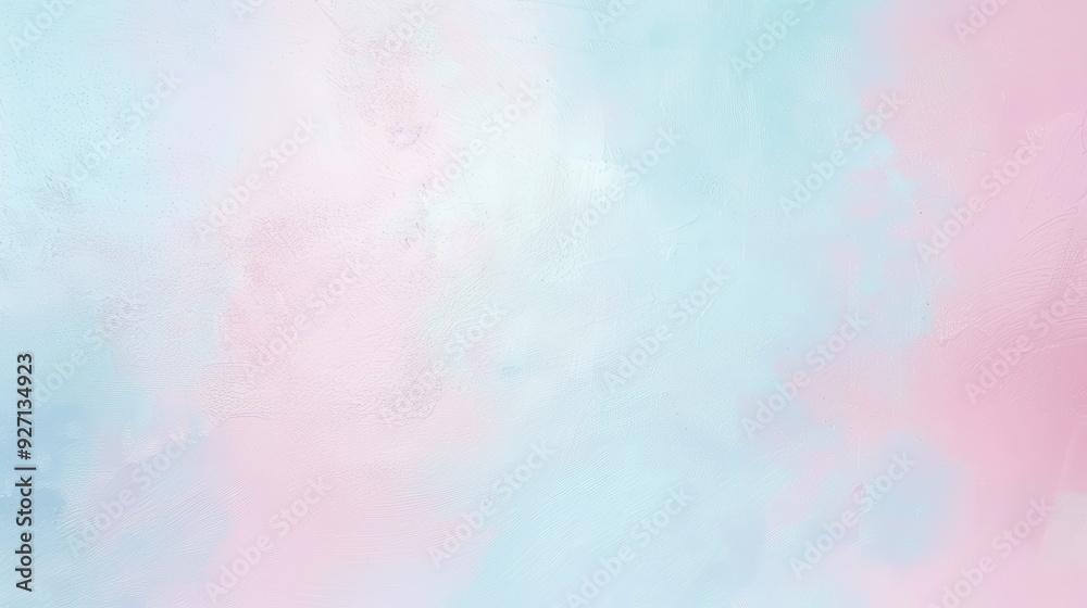 Poster a soft, ethereal background featuring a gradient of pale blue and pink watercolor hues, creating a d