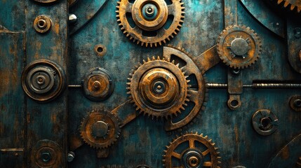Rusty Industrial Gears and Corroded Machinery for Steampunk Design and Conceptual Photography
