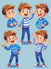 cute kid with many gesture expression set vector children Illustrator Artwork