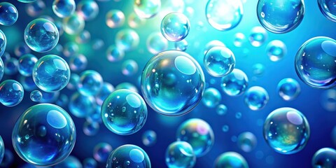 Bubbles floating on a vibrant blue background , bubbles, blue, abstract, shiny, floating,vibrant, colors, reflection