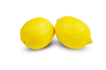 Two Bright yellow lemon clipping path on white isolated background