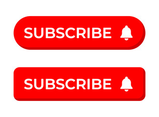 Red subscribe button icon set in generic style. Subscription concept