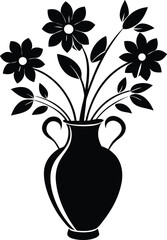 Flower vase silhouette vector art illustration on white background