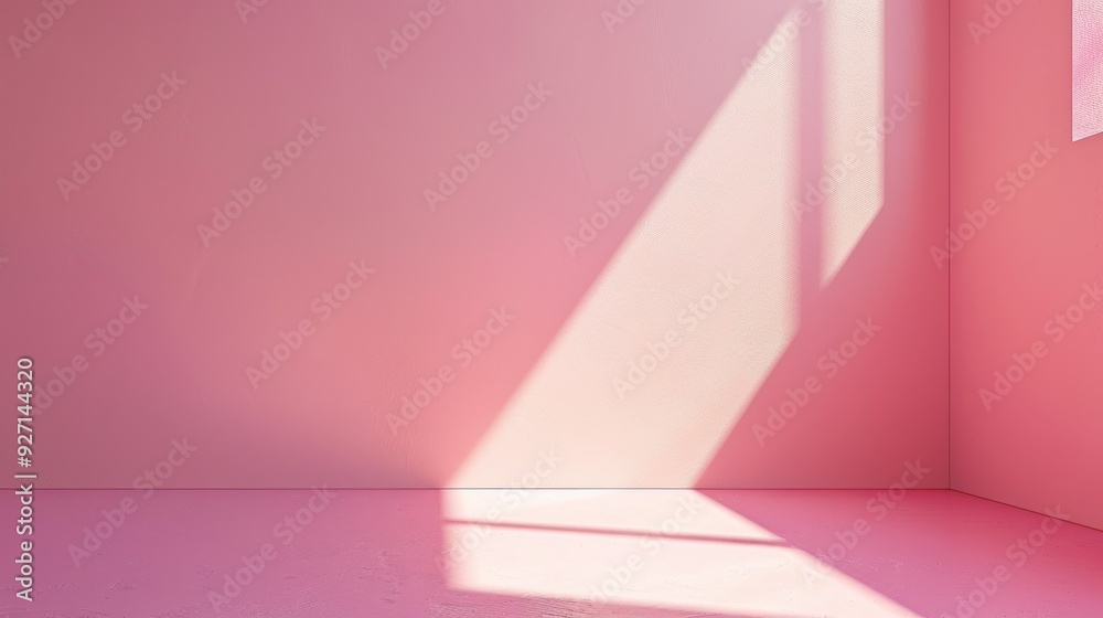 Fototapete a single window casts long, diagonal shadows across a pink wall and floor. the light is bright, and 