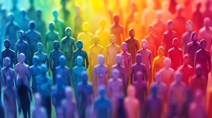 Obraz premium Inclusive Unity: A Diverse Community with a Soft, Blurred Background