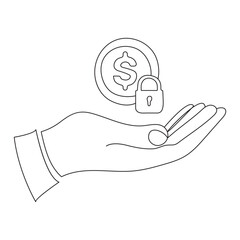 Continuous Line art Drawing of Money Icon. Hand Drawn Symbol Vector Illustration.