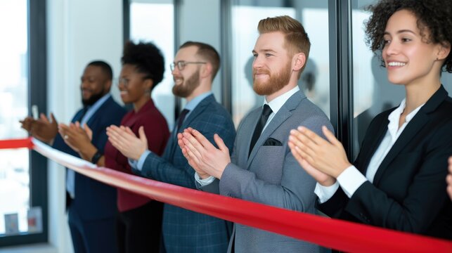 Diverse Business Team Applauding at Corporate Event