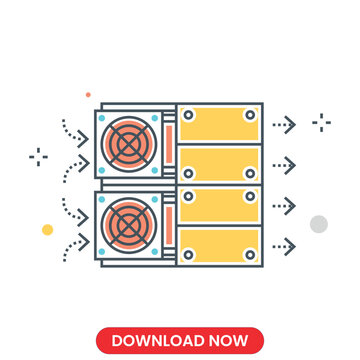 Minning hardwere cryptocurrency icon vector illustration. technology concept outline design. Perfect for web and mobile UIUX. Modern, minimalistic vector style. Ideal for app interfaces, website eleme