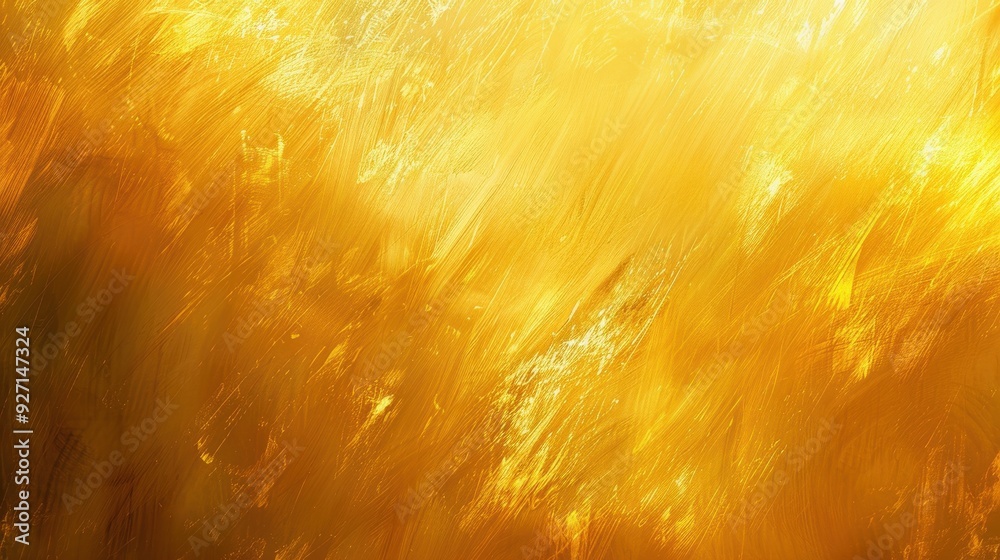 Poster the image is an abstract, digital painting of a golden texture with diagonal brushstrokes. the brush