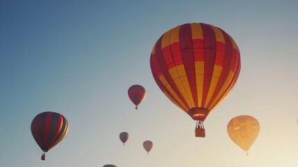 Fototapeta premium Vibrant Hot Air Balloon Festival Soars into a Clear Morning Sky
