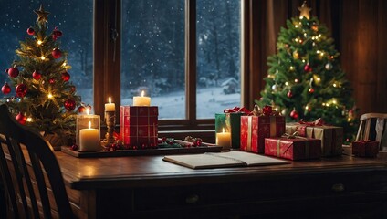 christmas time and desk of free space for your decoration