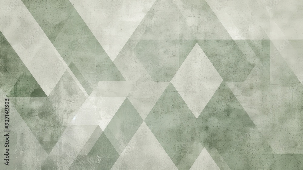 Aufkleber The image features an abstract geometric pattern of overlapping triangles in shades of green and white. The triangles create a sense of depth and texture, and the overall effect is one of subtle movem