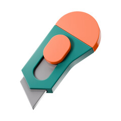 Premium office utility knife icon 3d rendering on isolated background