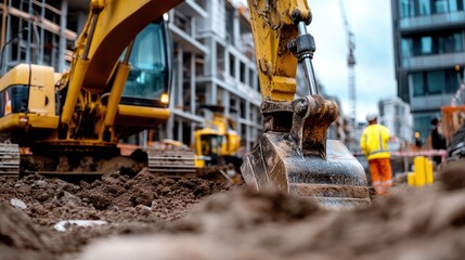 Heavy-duty excavator machinery at a construction site