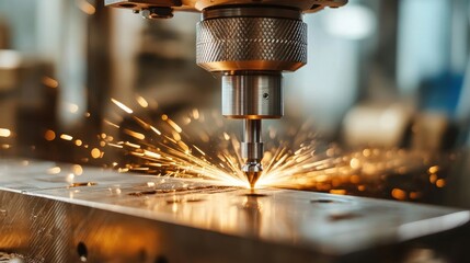 Industrial drill press in a metalworking facility