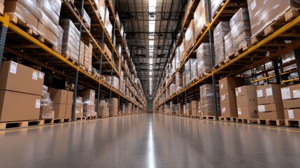 Modern industrial warehouse with advanced logistics systems