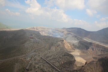 阿蘇中岳火口 空撮　Mount Aso, Kumamoto, Japan