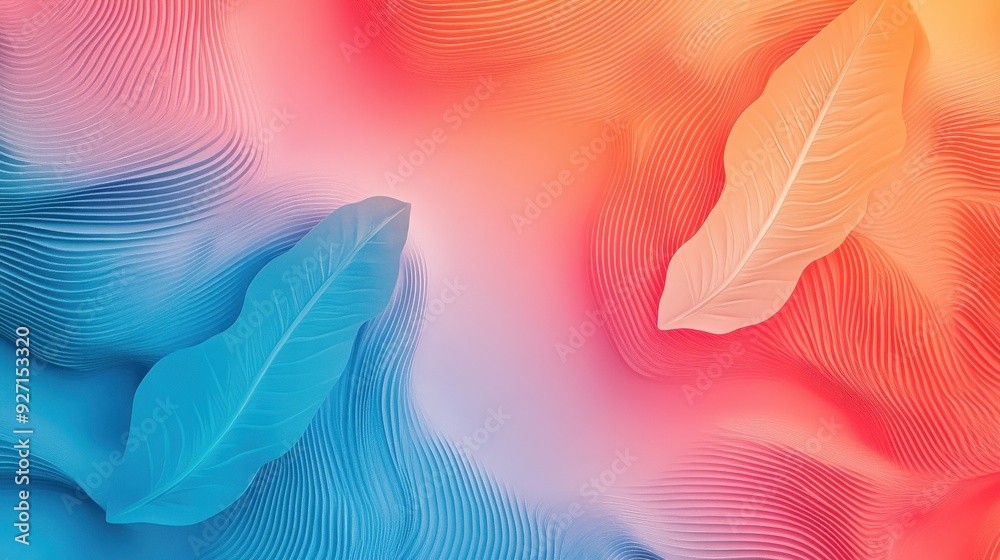Poster vibrant abstract background with colorful gradients and textured leaf shapes, evoking a sense of war
