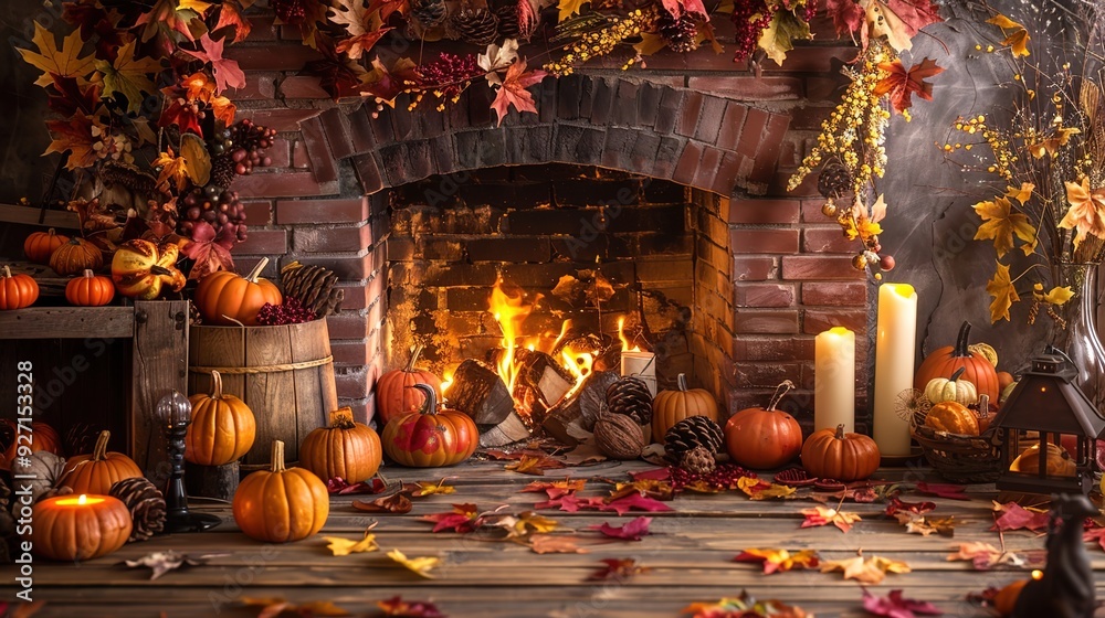 Wall mural cozy fireplace wallpaper