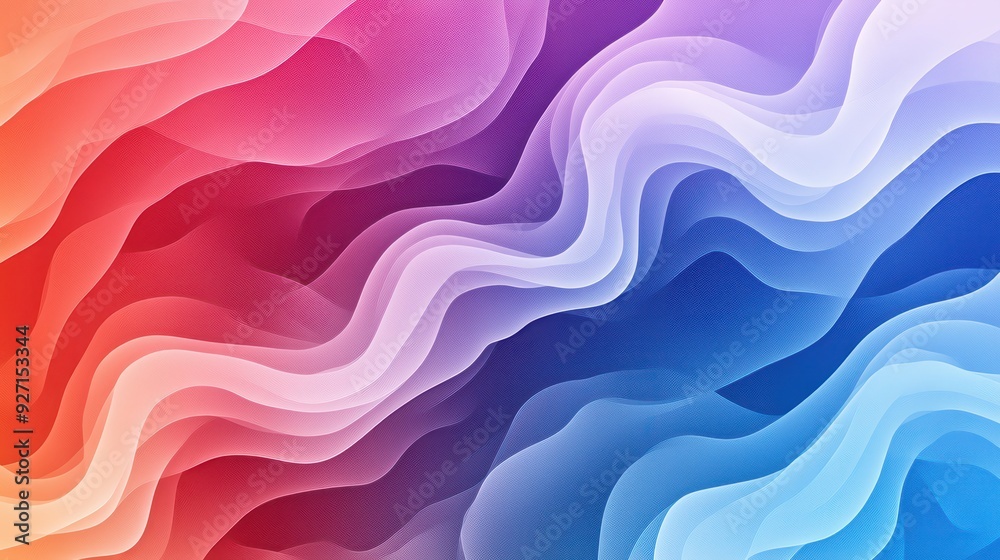Aufkleber Vibrant abstract background with flowing wave patterns in red, purple, and blue tones, creating a dynamic and mesmerizing visual effect.