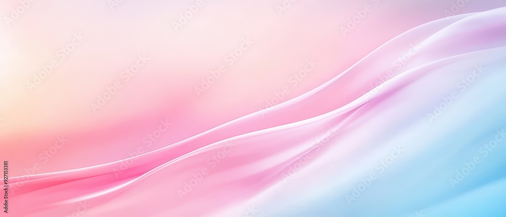 Fototapete Soft gradient abstract background with pastel pink, blue, and peach colors creating a smooth wave-like pattern. Ideal for design and art projects.