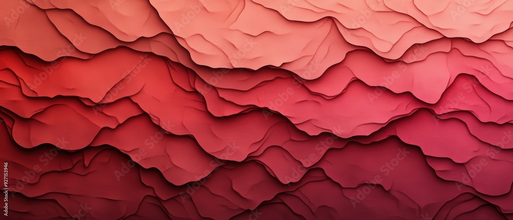 Aufkleber Abstract layered red and pink textured background resembling paper or fabric folds, creating a vibrant and dynamic visual effect.