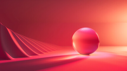 a red egg sitting on a pink surface with a gradient background.