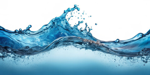 Flowing Water Wave with Dynamic Motion and Splashes on Transparent Background