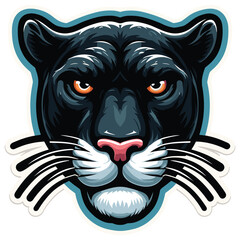 Stylized panther face illustration in vibrant colors, isolated on white background, mascot logo