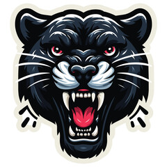 Fierce black panther illustration in vector style, dark tones, perfect for team mascots, logos