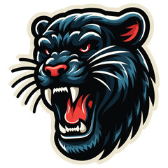 Fierce roaring panther vector graphic, black and red, perfect for sports team logo