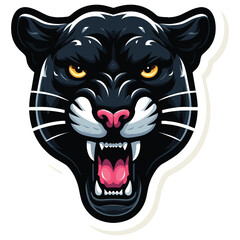 Aggressive black panther mascot roaring on white background, sports team logo design