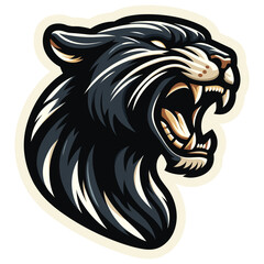 Obraz premium Roaring panther illustration, black and beige, fierce and powerful, perfect for sports logos
