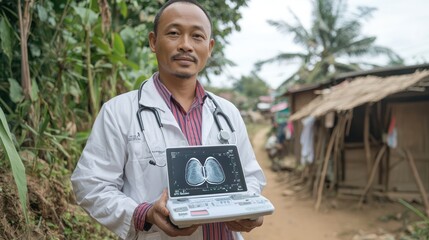 Rural Healthcare Access: Doctor Utilizing Portable Ultrasound for Mobile Medical Services, Generative Ai