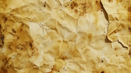 A close-up image of a textured piece of crumpled paper, showcasing a variety of brown stains and splotches. The paper appears aged and worn, with a rough surface.