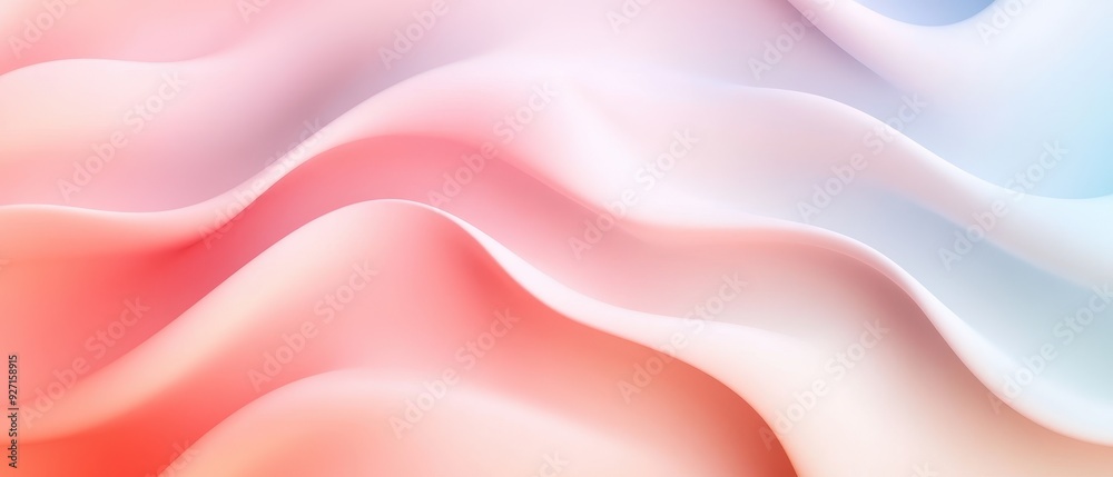 Poster Soft pastel abstract background with gentle flowing waves in pink and blue. Perfect for web design, presentations, and artistic projects.